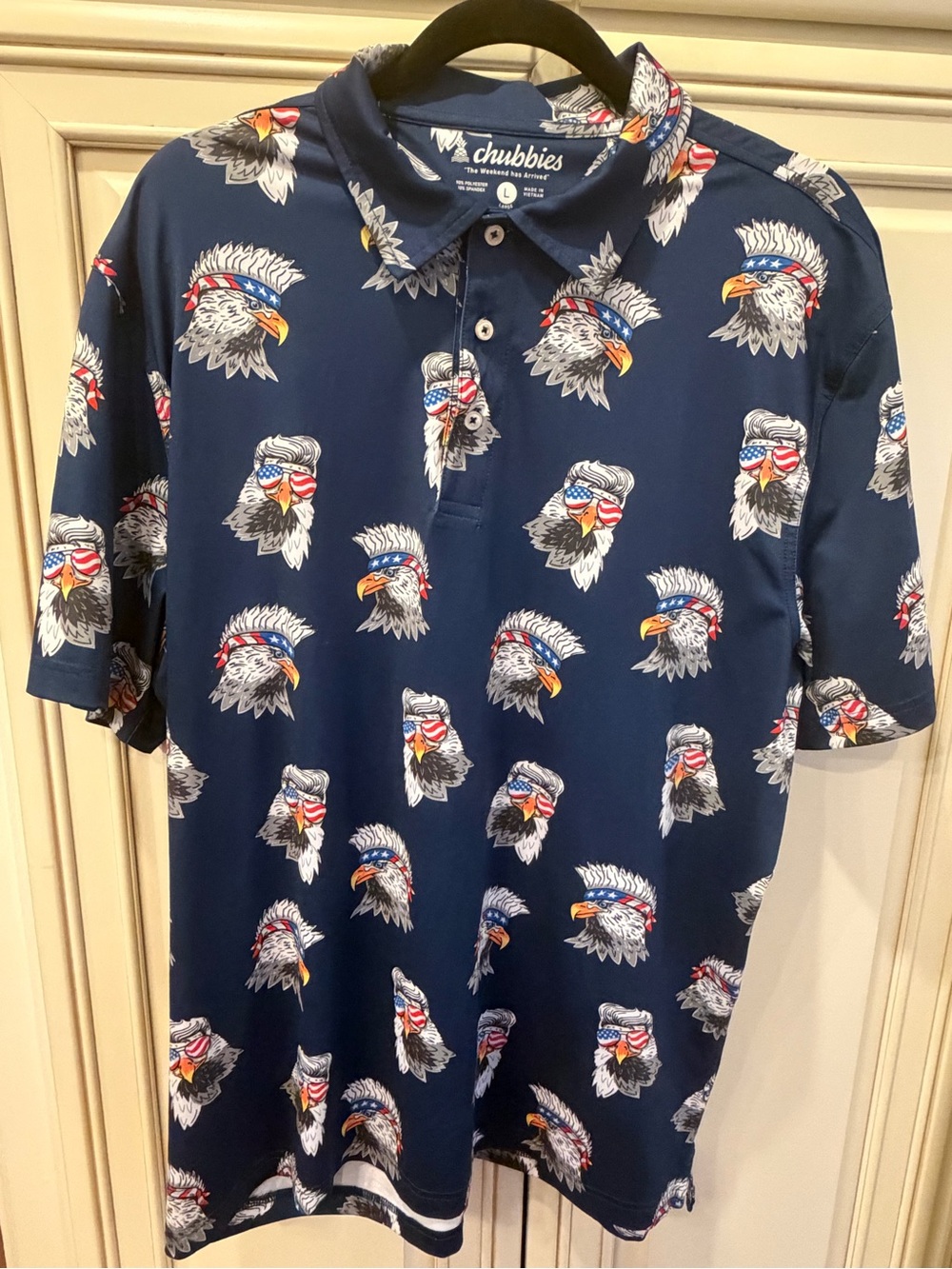 chubbies Navy Patriotic Eagle Print Polo